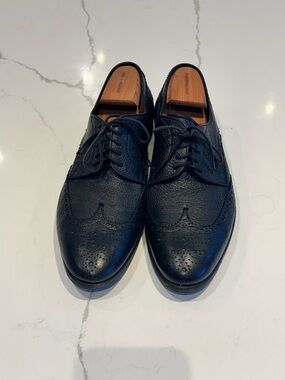 Classic Henderson Deer skin Black Men's Wingtip Dress Shoes-11